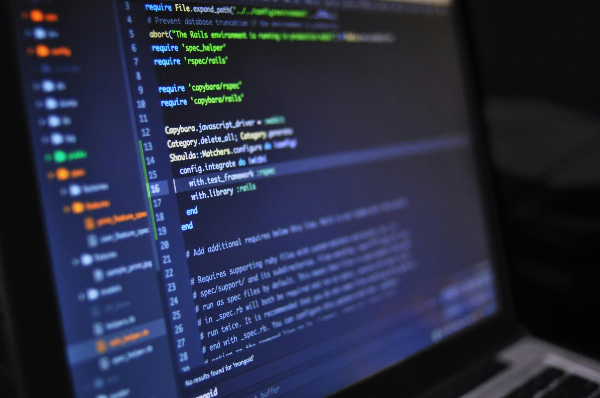 Programming code displayed on a computer monitor
