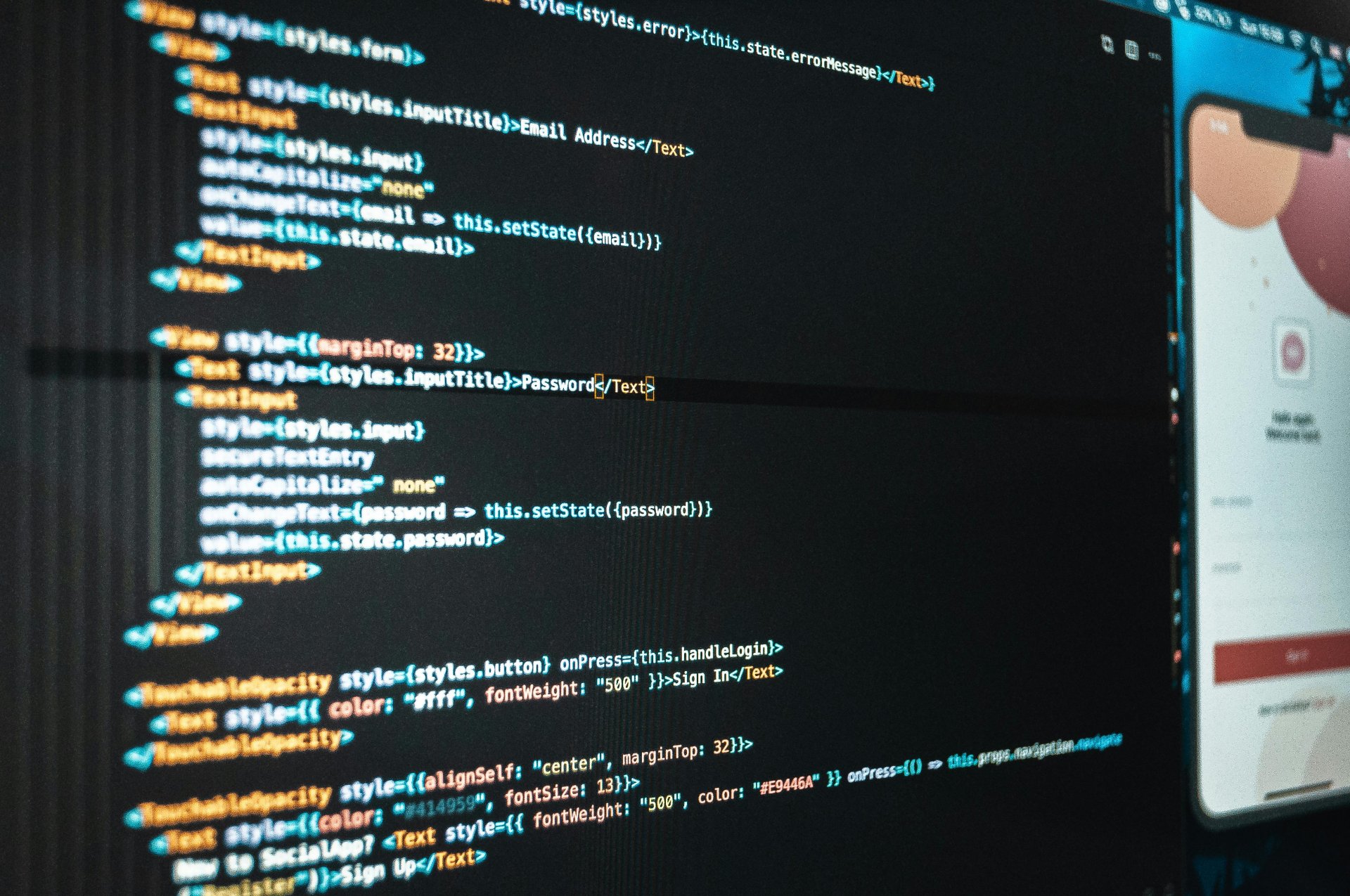 Code displayed on laptop screen