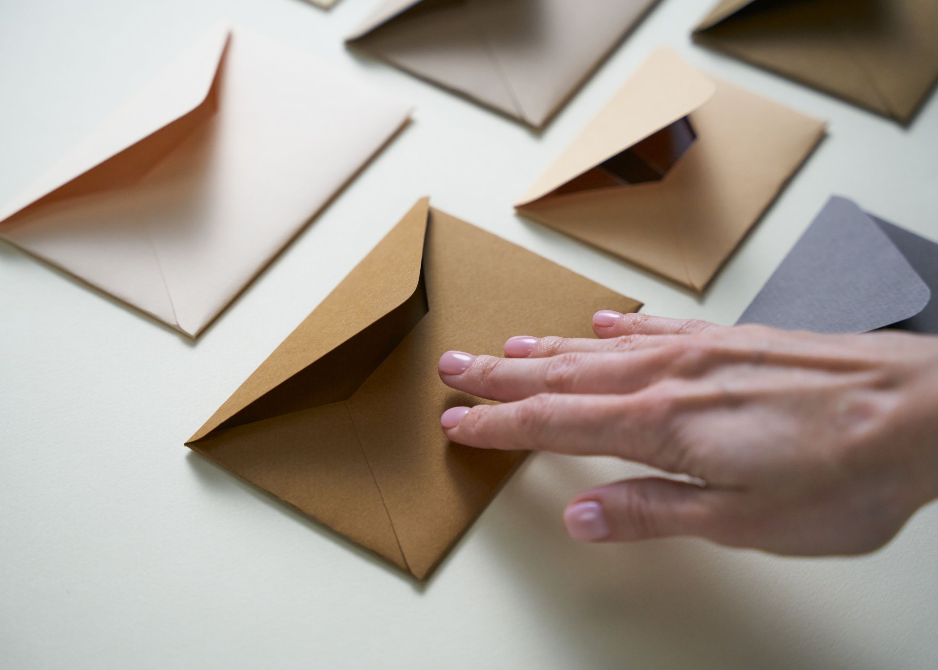 Envelopes waiting for delivery to a postal address