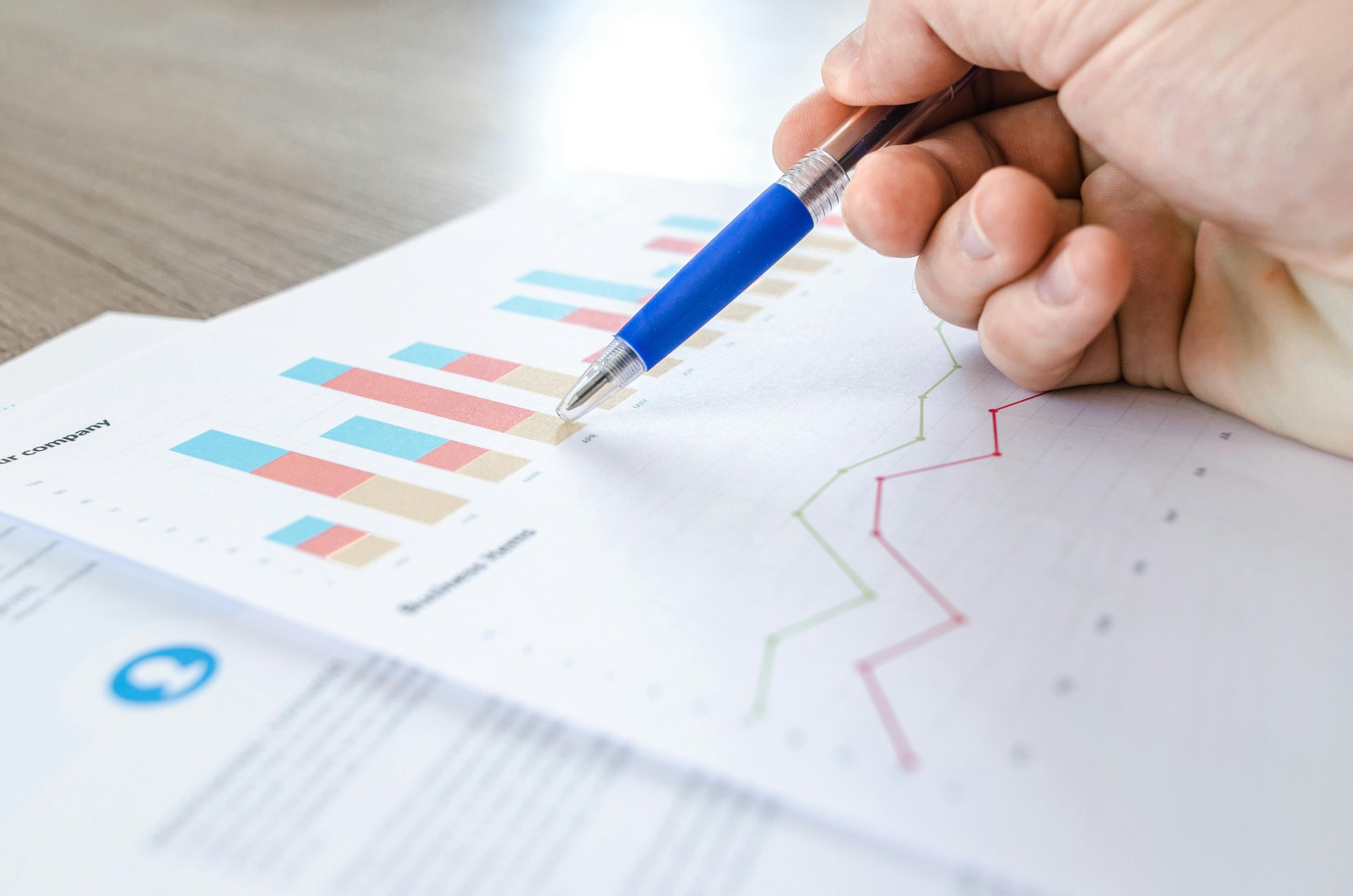 Analyzing spreadsheet data and charts on paper
